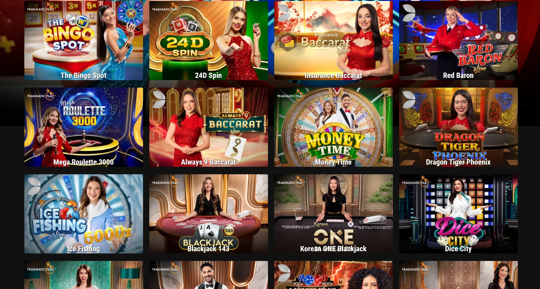 Betrebels Live Casino - Live dealer games showing roulette tables, blackjack, baccarat and game shows with professional croupiers